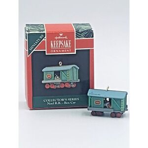 Hallmark Keepsake Miniature Ornament Noel R.R. Box Car #4 1992 Vintage Train